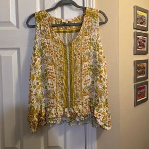 NWOT, Sleeveless, Floral Cynthia Rowley Blouse - Size Large